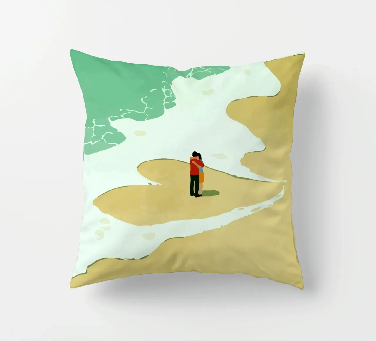 hugging on the beach cuscino da Dumery Art