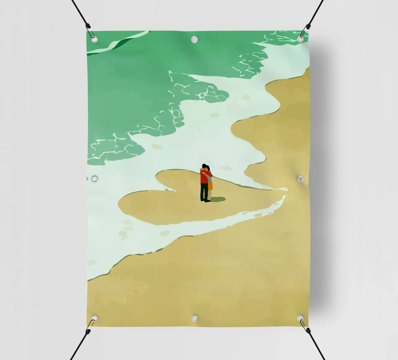 hugging on the beach telo in pvc da Dumery Art