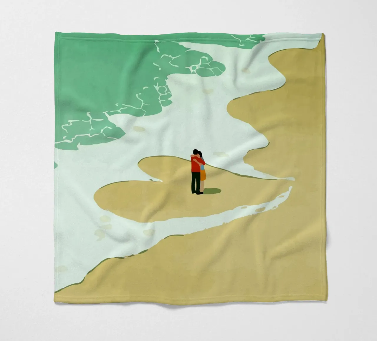 hugging on the beach coperta in pile da Dumery Art