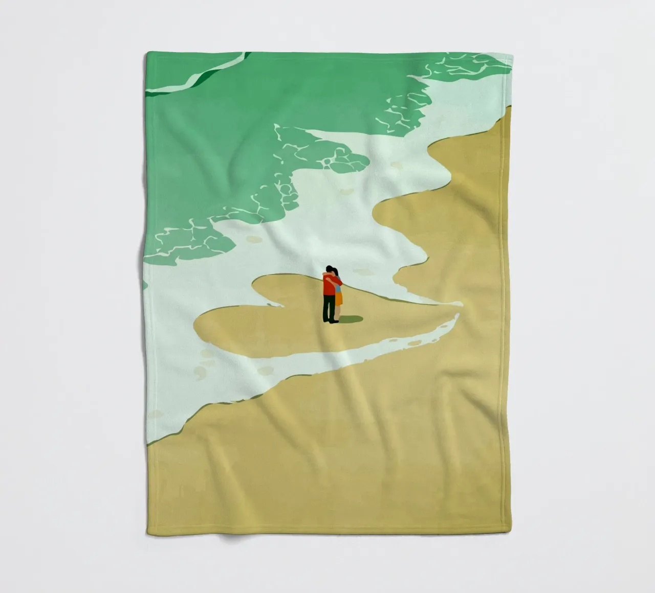 hugging on the beach coperta in pile da Dumery Art