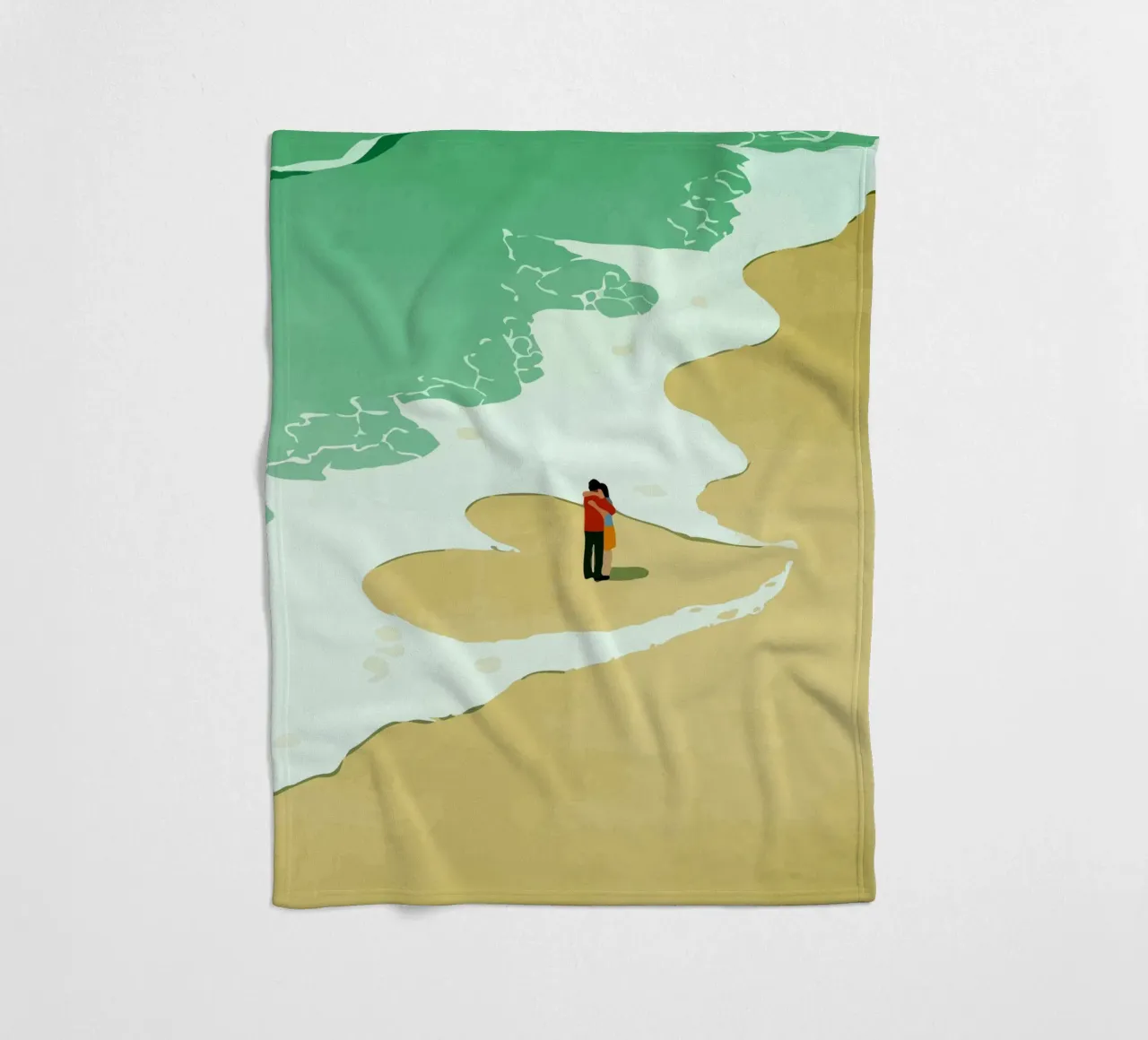 hugging on the beach coperta in pile da Dumery Art
