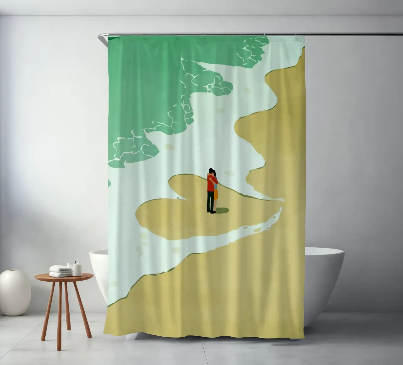 hugging on the beach tenda da doccia da Dumery Art