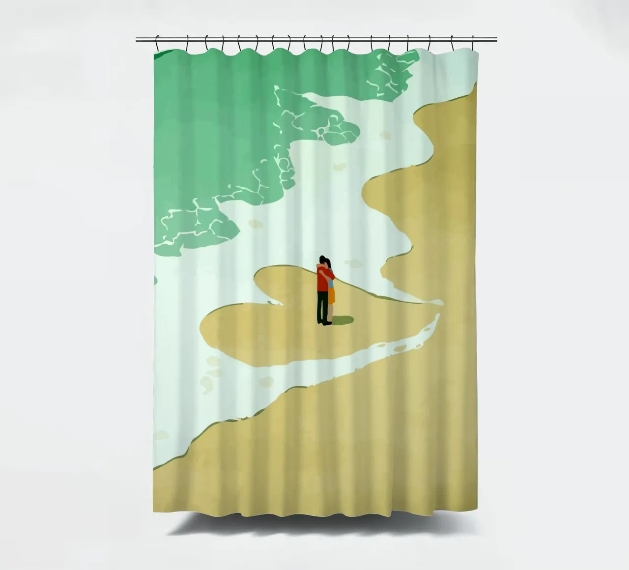 hugging on the beach tenda da doccia da Dumery Art