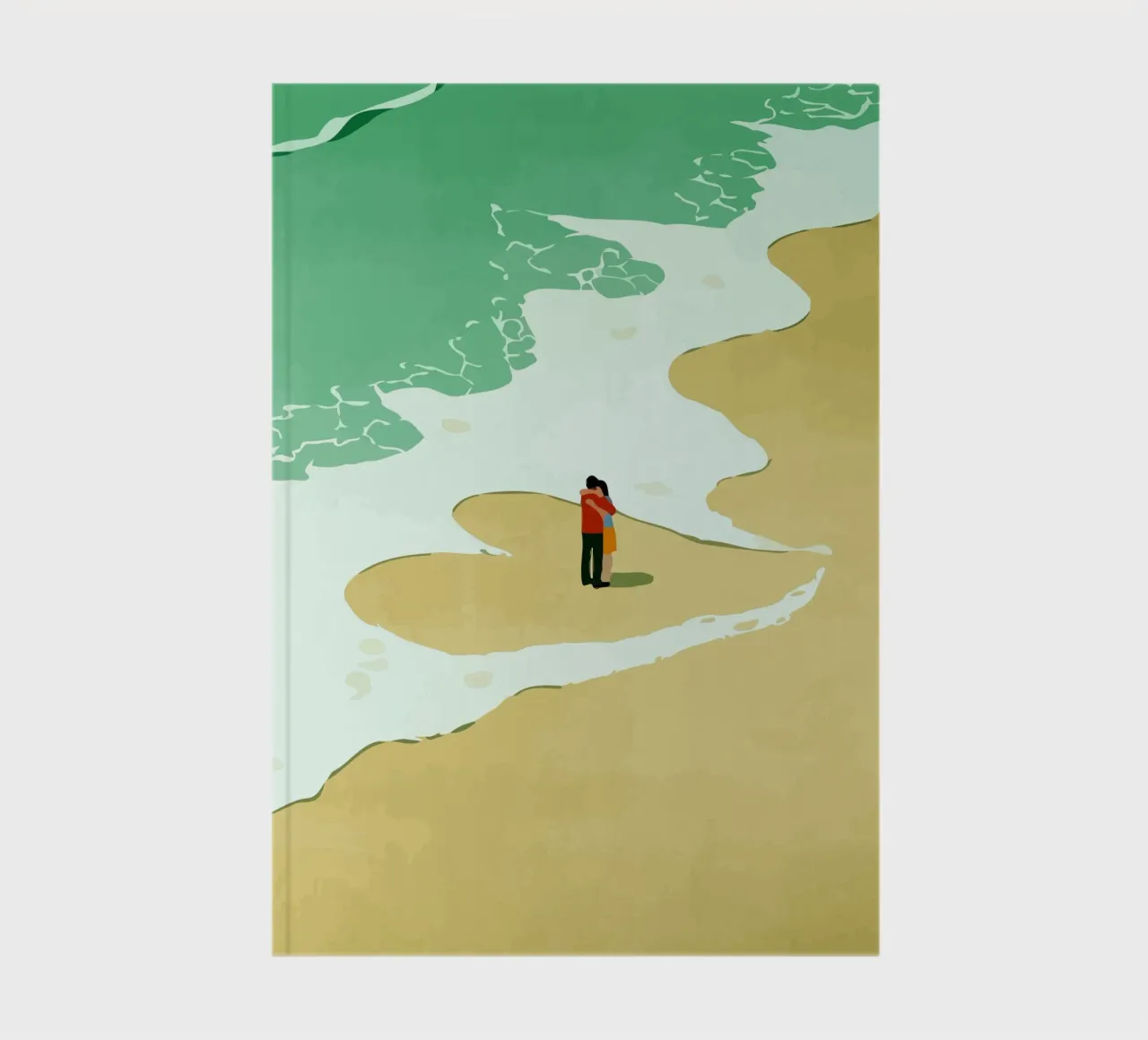 hugging on the beach notebook by Dumery Art