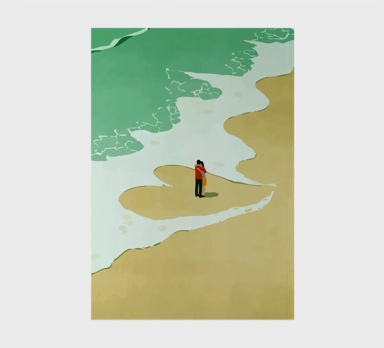 hugging on the beach notebook by Dumery Art