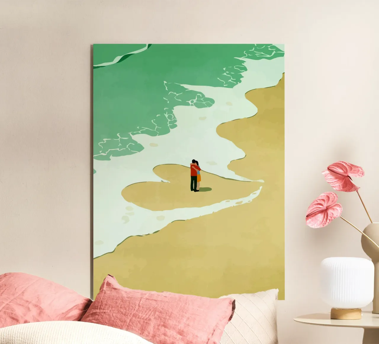 hugging on the beach alluminio dibond da Dumery Art