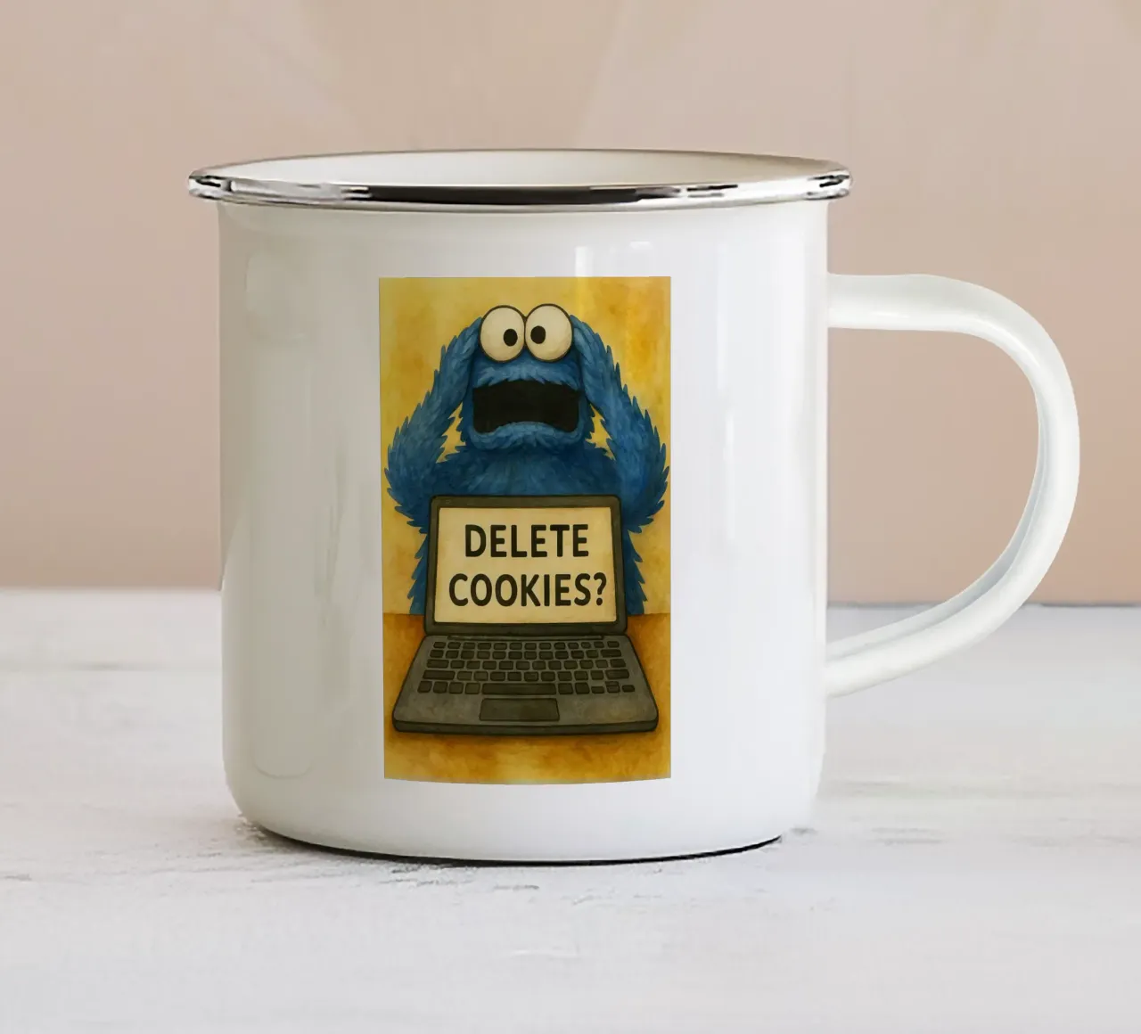 bambola divertente cancellare i cookie umorismo da ufficio tazza in smalto da tanabaroo