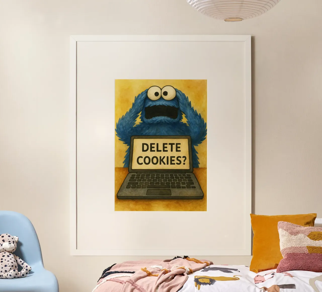 bambola divertente cancellare i cookie umorismo da ufficio poster con telaio in plastica da tanabaroo