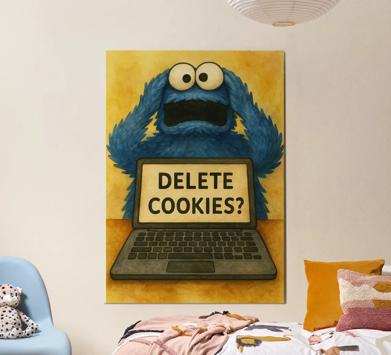 bambola divertente cancellare i cookie umorismo da ufficio poster con telaio in plastica da tanabaroo
