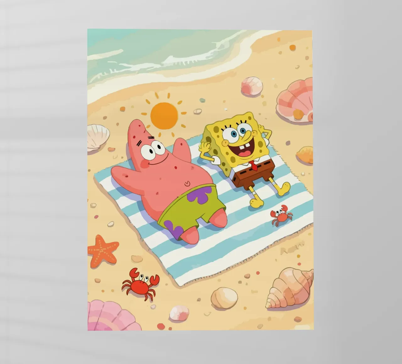 Spongebob and Patrick relaxing on the beach pellicola backlit da Dumery Art