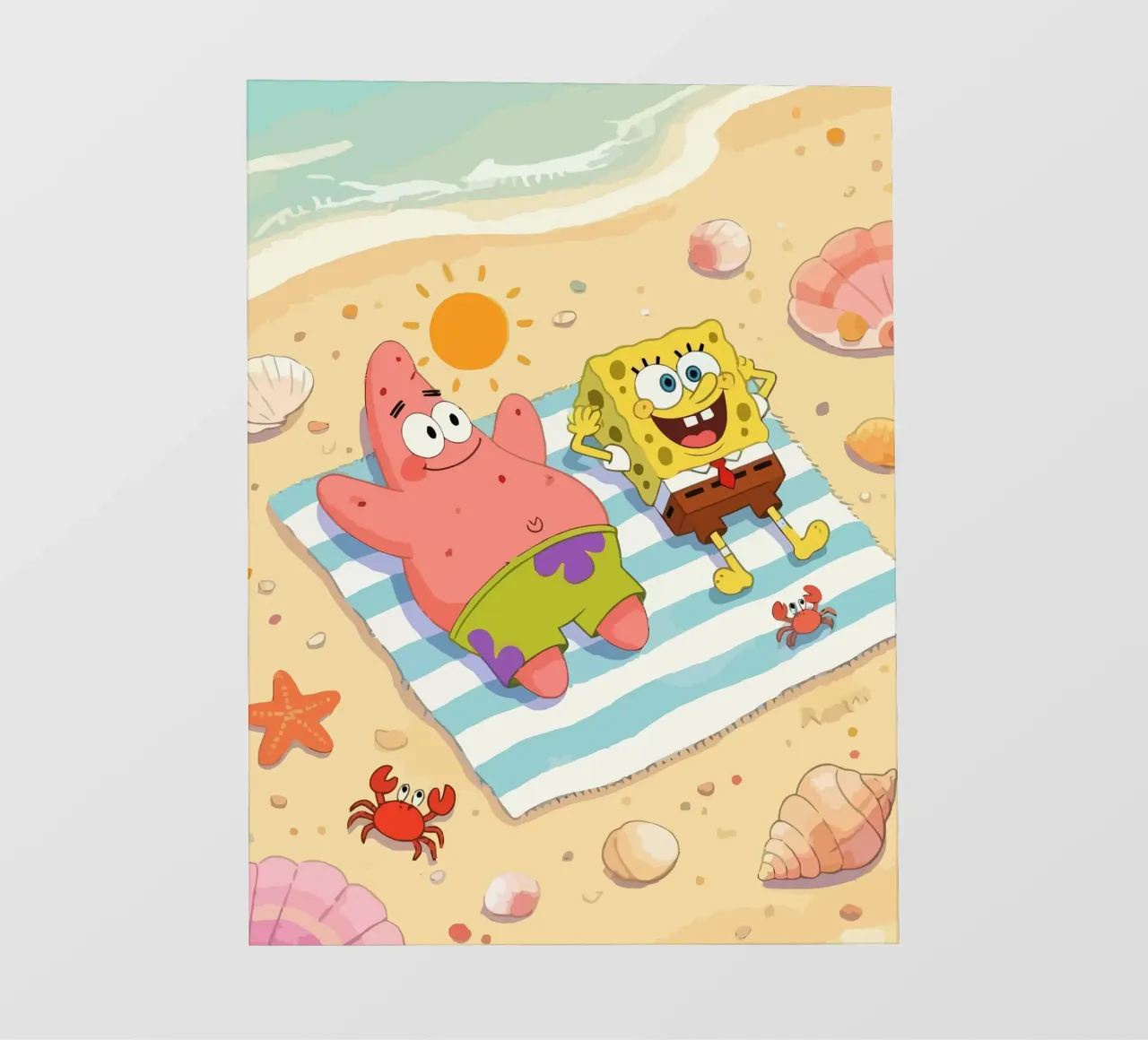 Spongebob and Patrick relaxing on the beach pellicola backlit da Dumery Art