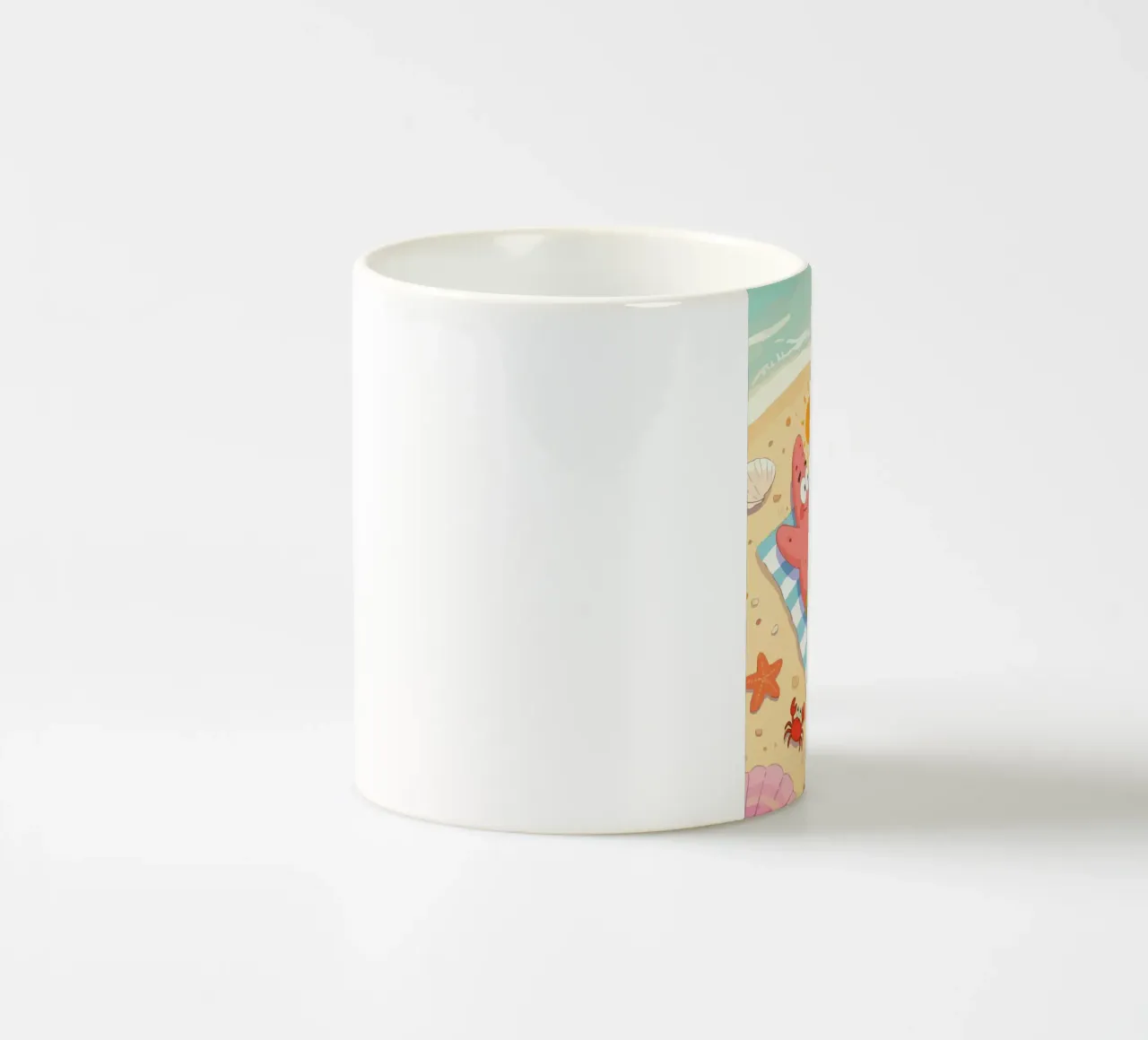 Spongebob and Patrick relaxing on the beach tazza in ceramica da Dumery Art