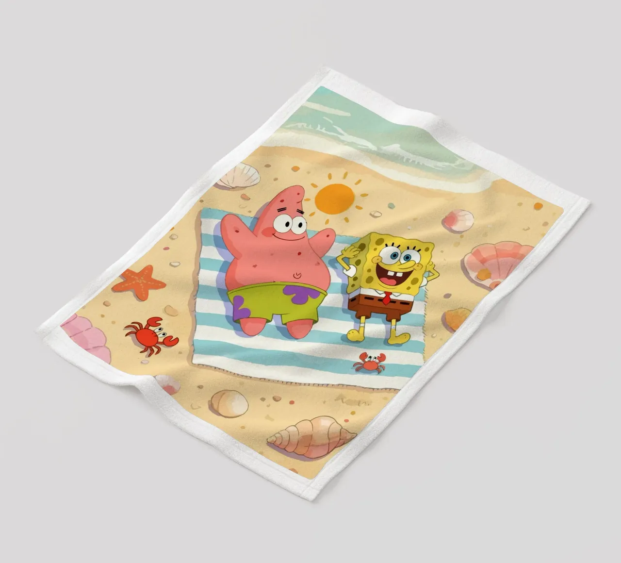 Spongebob and Patrick relaxing on the beach manta de franela de Dumery Art