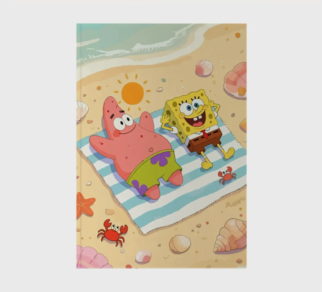 Spongebob and Patrick relaxing on the beach notebook by Dumery Art