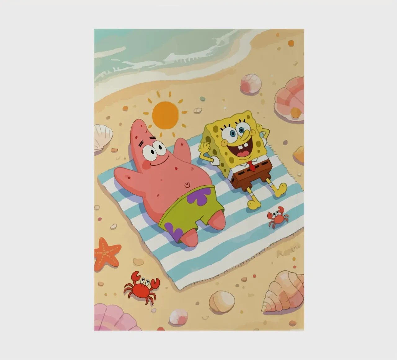 Spongebob and Patrick relaxing on the beach notebook by Dumery Art