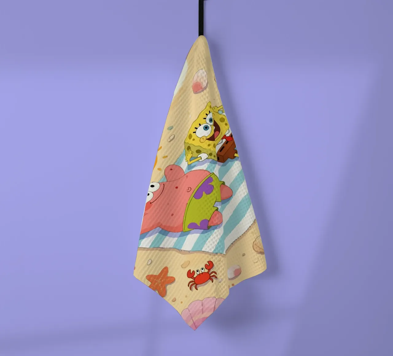 Spongebob and Patrick relaxing on the beach torchon de Dumery Art