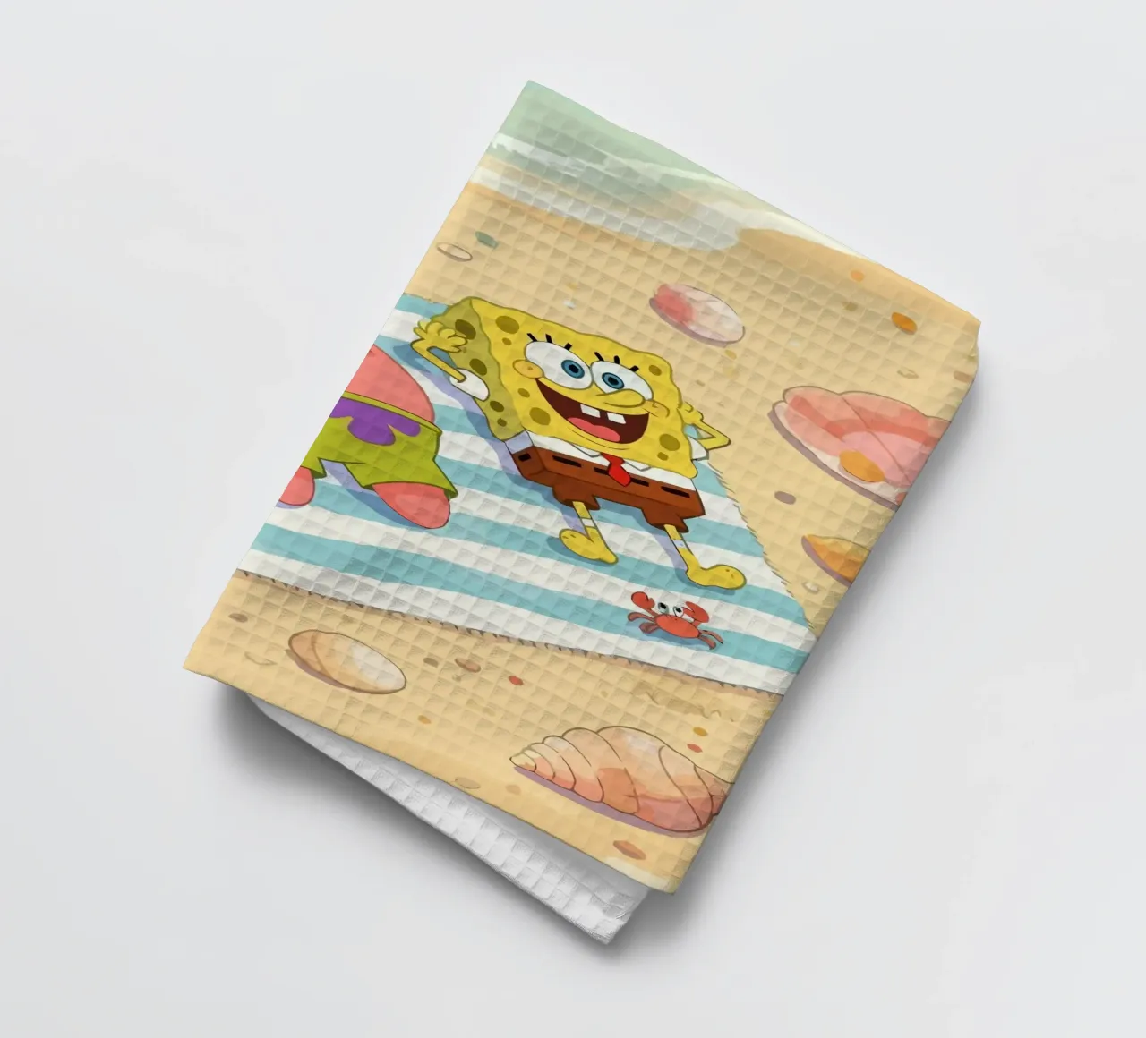 Spongebob and Patrick relaxing on the beach torchon de Dumery Art