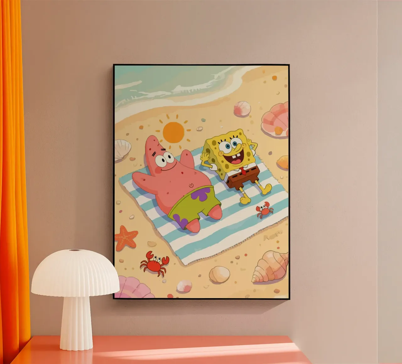 Spongebob and Patrick relaxing on the beach metacrilato de Dumery Art