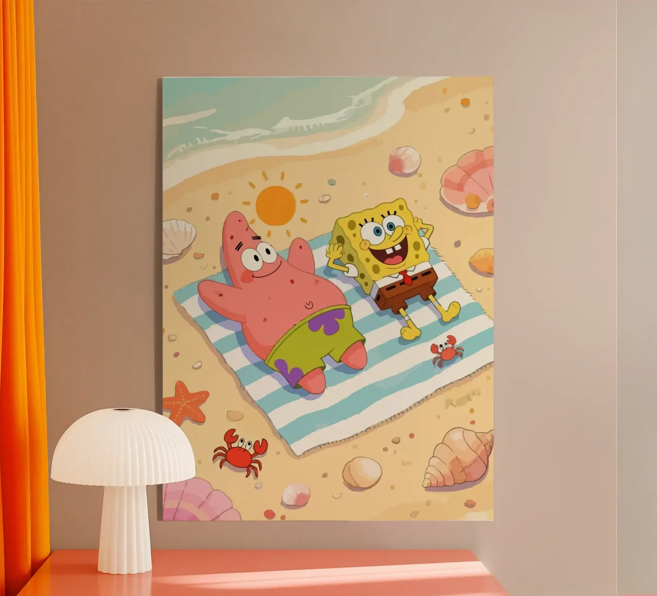 Spongebob and Patrick relaxing on the beach metacrilato de Dumery Art