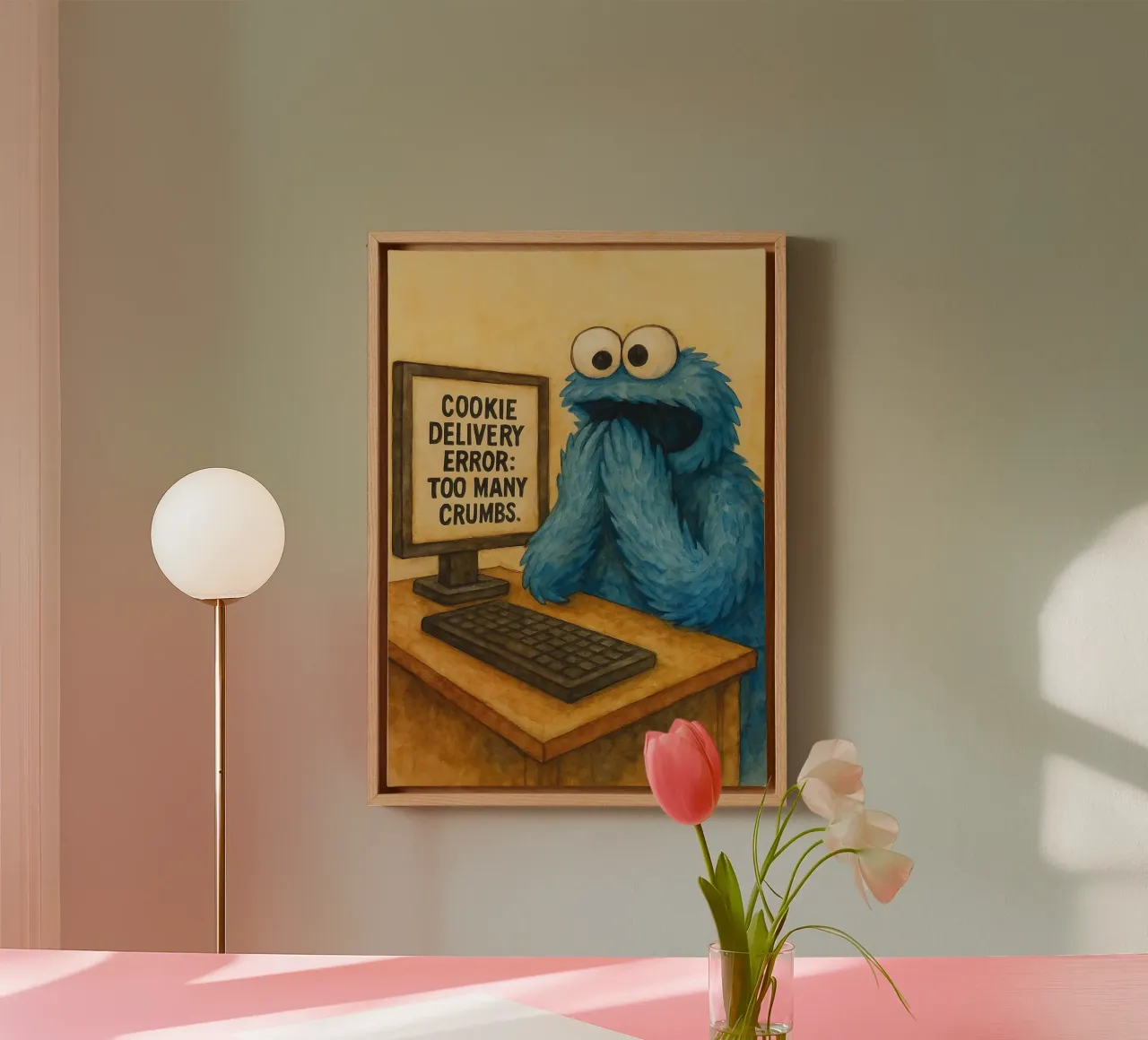 grappige pop fout te veel kruimels kantoor humor canvas met Baklijst van tanabaroo
