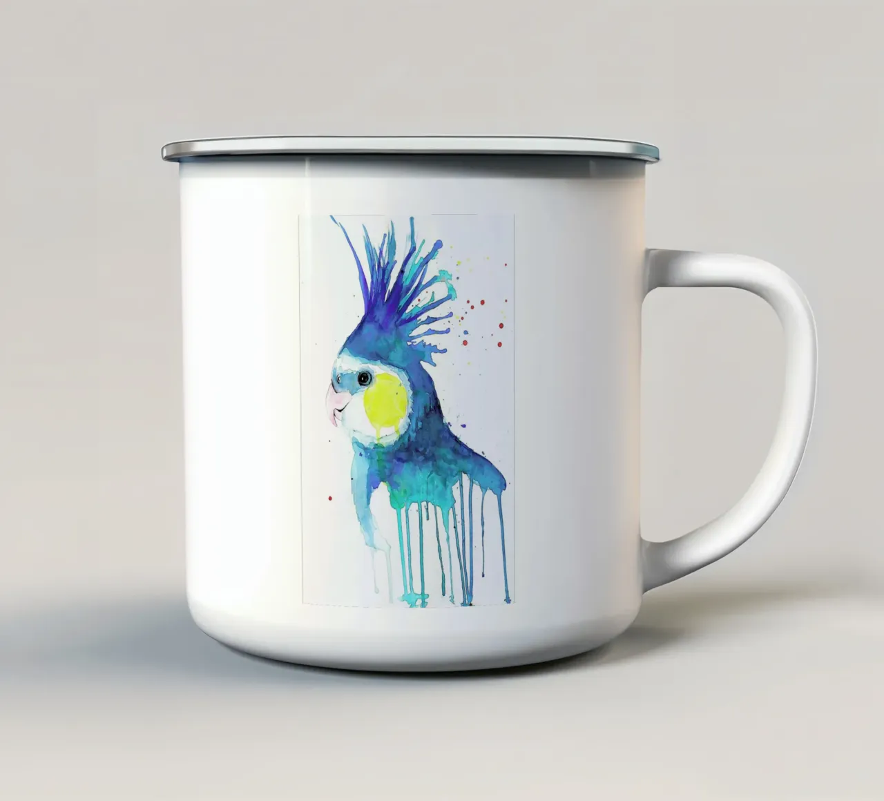 Cockatiel tazza in smalto da Mathilde Olsen