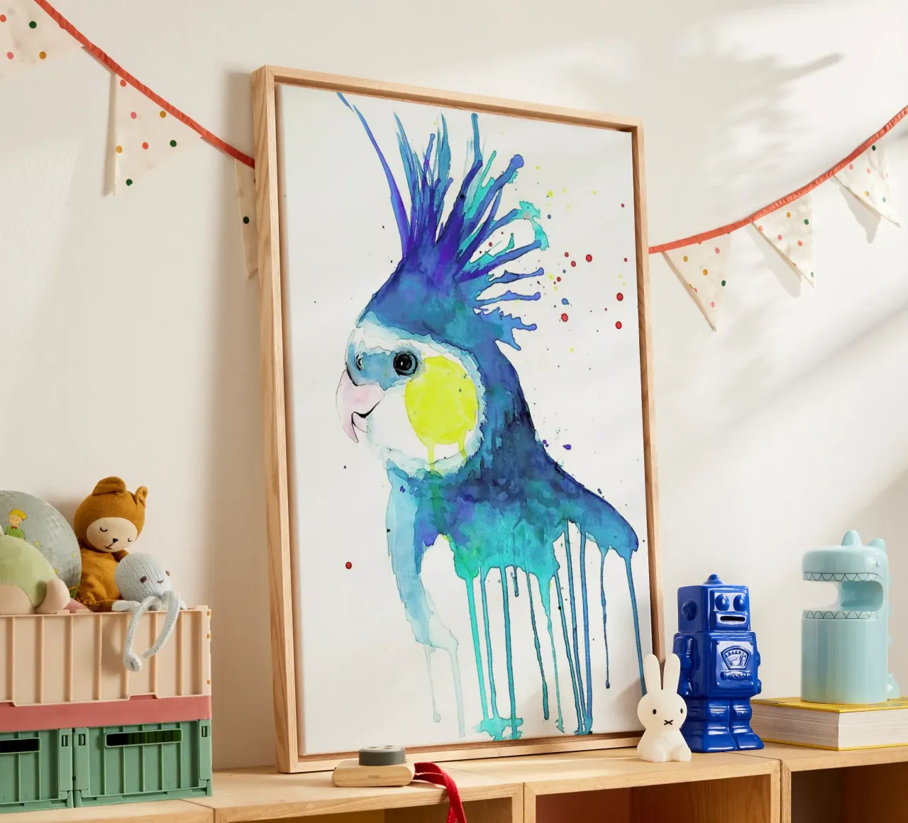Cockatiel tela con Cornice a cassetta da Mathilde Olsen
