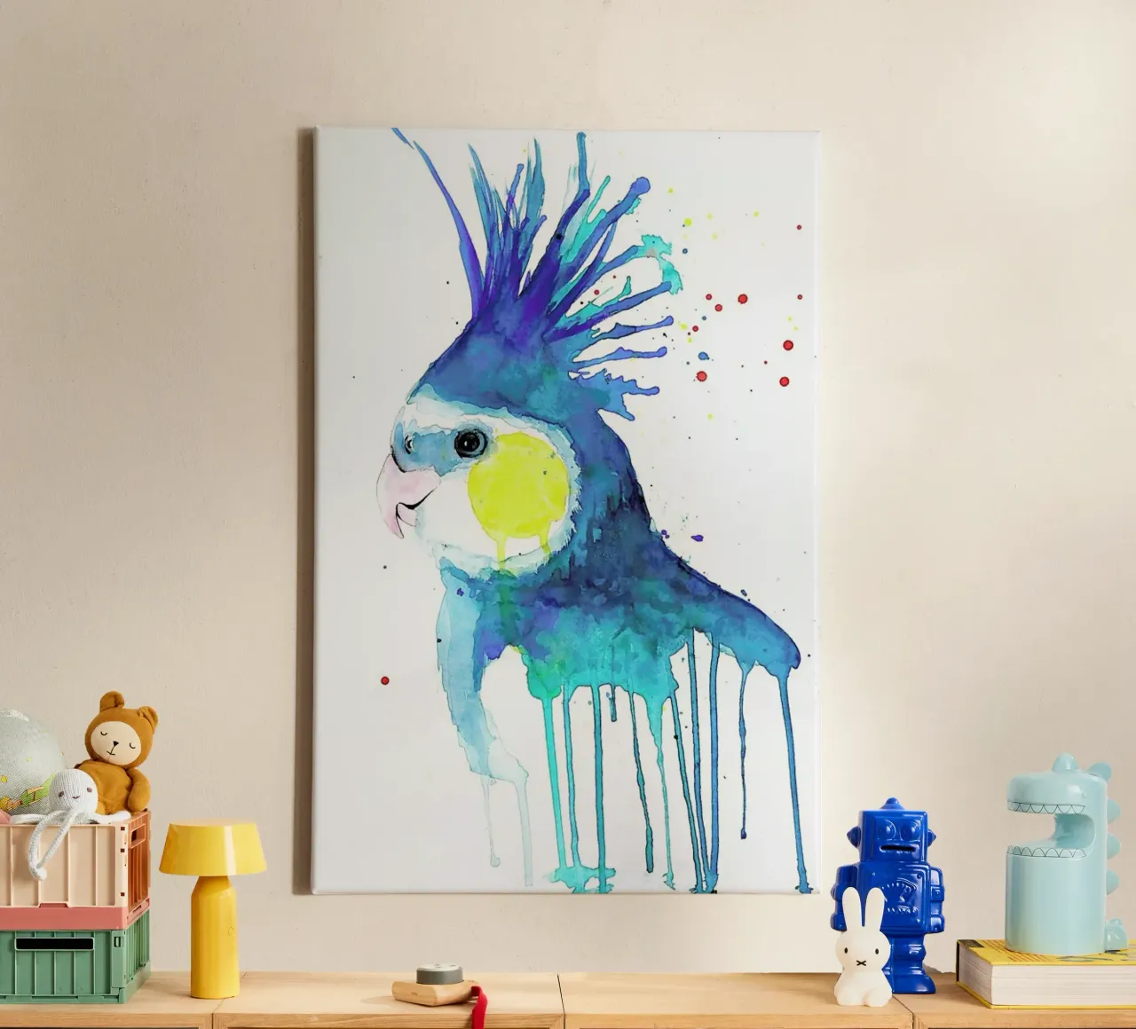 Cockatiel tela con Cornice a cassetta da Mathilde Olsen