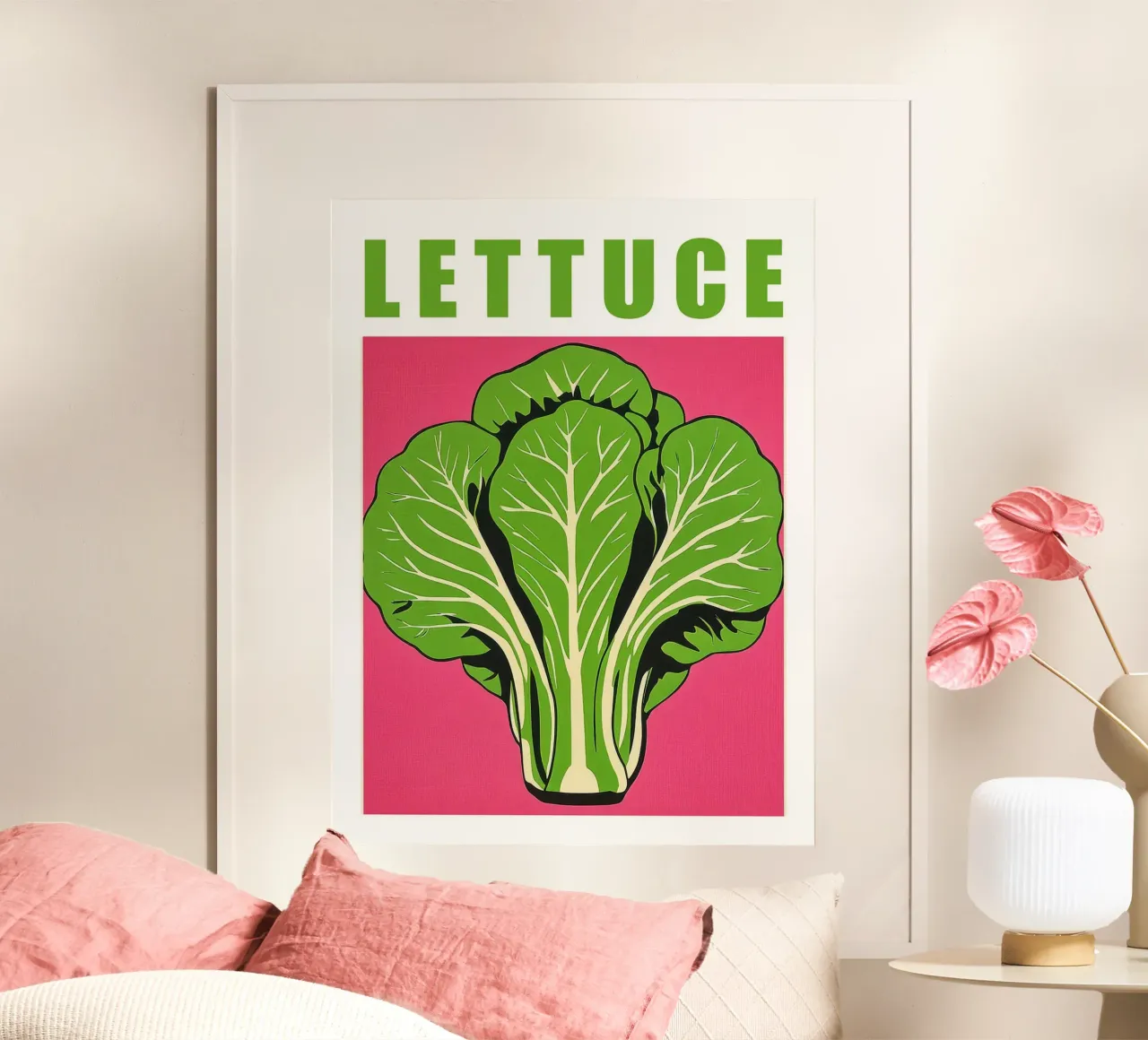 Stampa d'arte retrò sulla lattuga in cucina poster con telaio in legno da Maria Maier
