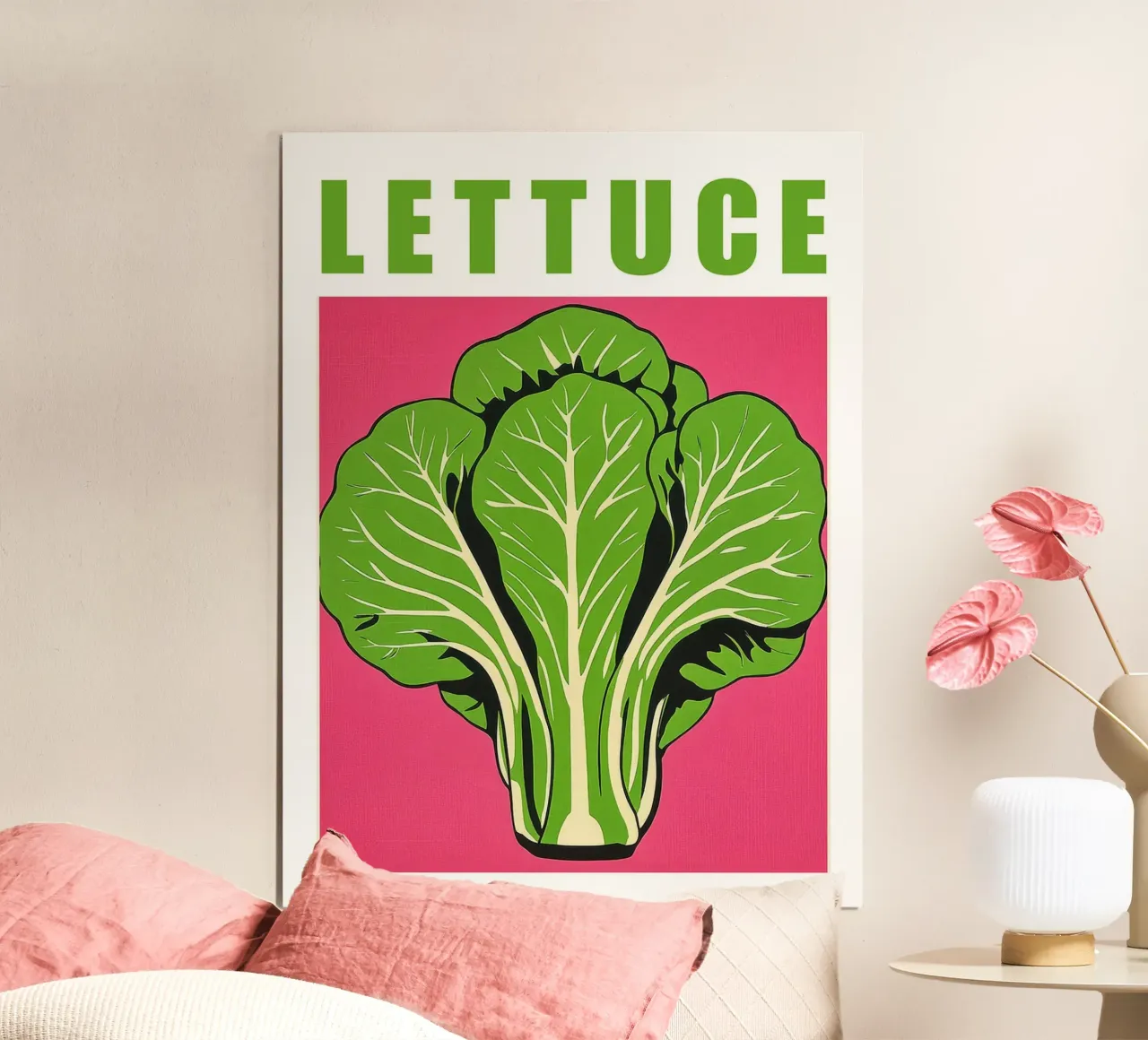 Stampa d'arte retrò sulla lattuga in cucina poster con telaio in legno da Maria Maier