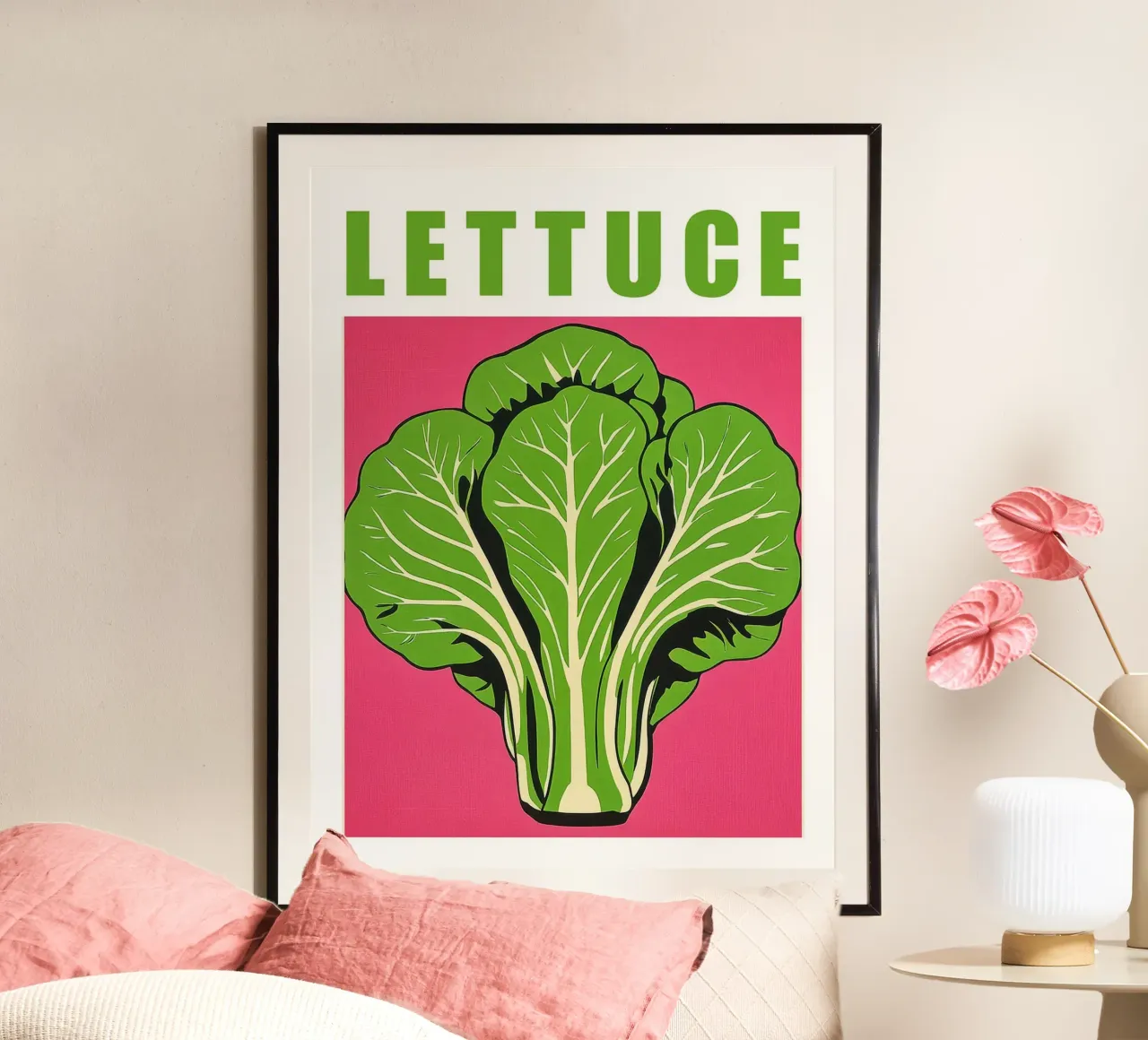 Stampa d'arte retrò sulla lattuga in cucina poster con telaio in legno da Maria Maier