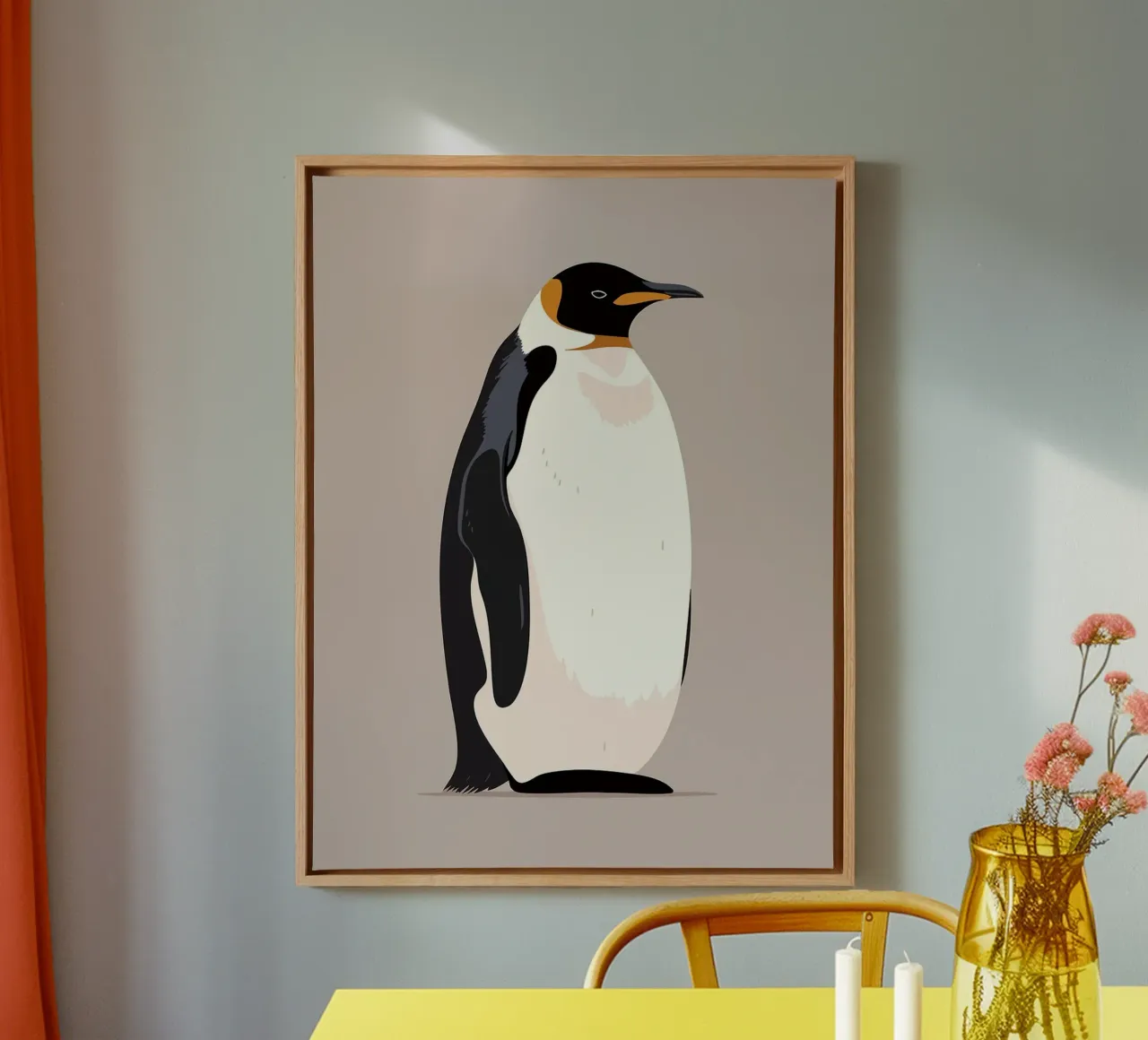 Literally a Penguin Minimalist Art canvas with Floater frame by Maria Maier