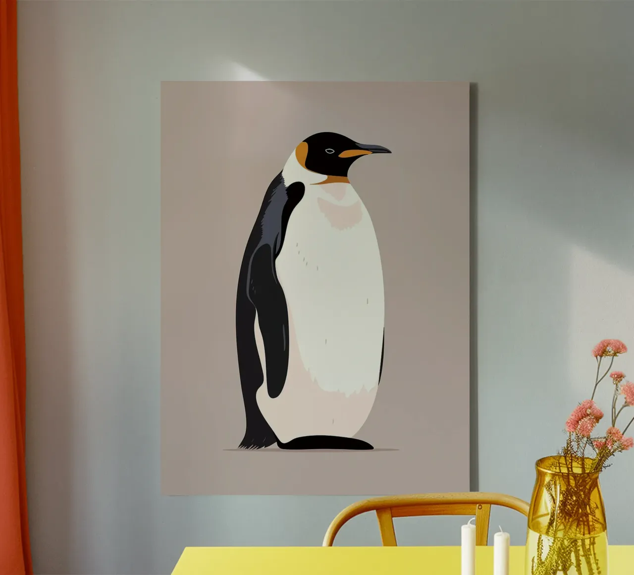 Literally a Penguin Minimalist Art canvas with Floater frame by Maria Maier