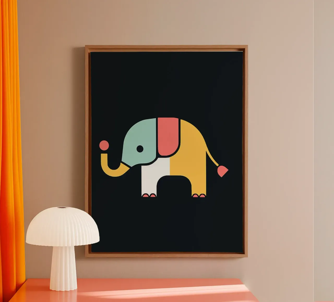 Illustrazione di un elefante colorato tela con Cornice a cassetta da Maria Maier