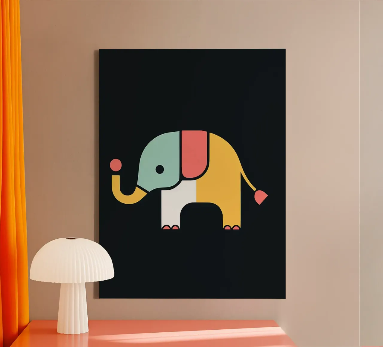 Illustrazione di un elefante colorato tela con Cornice a cassetta da Maria Maier