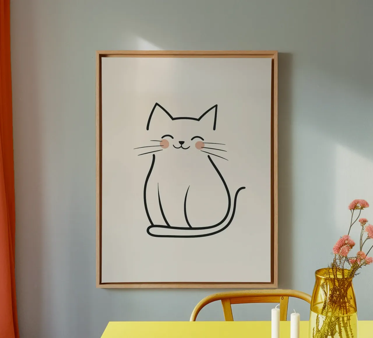 Illustrazione di un gatto sorridente tela con Cornice a cassetta da Maria Maier
