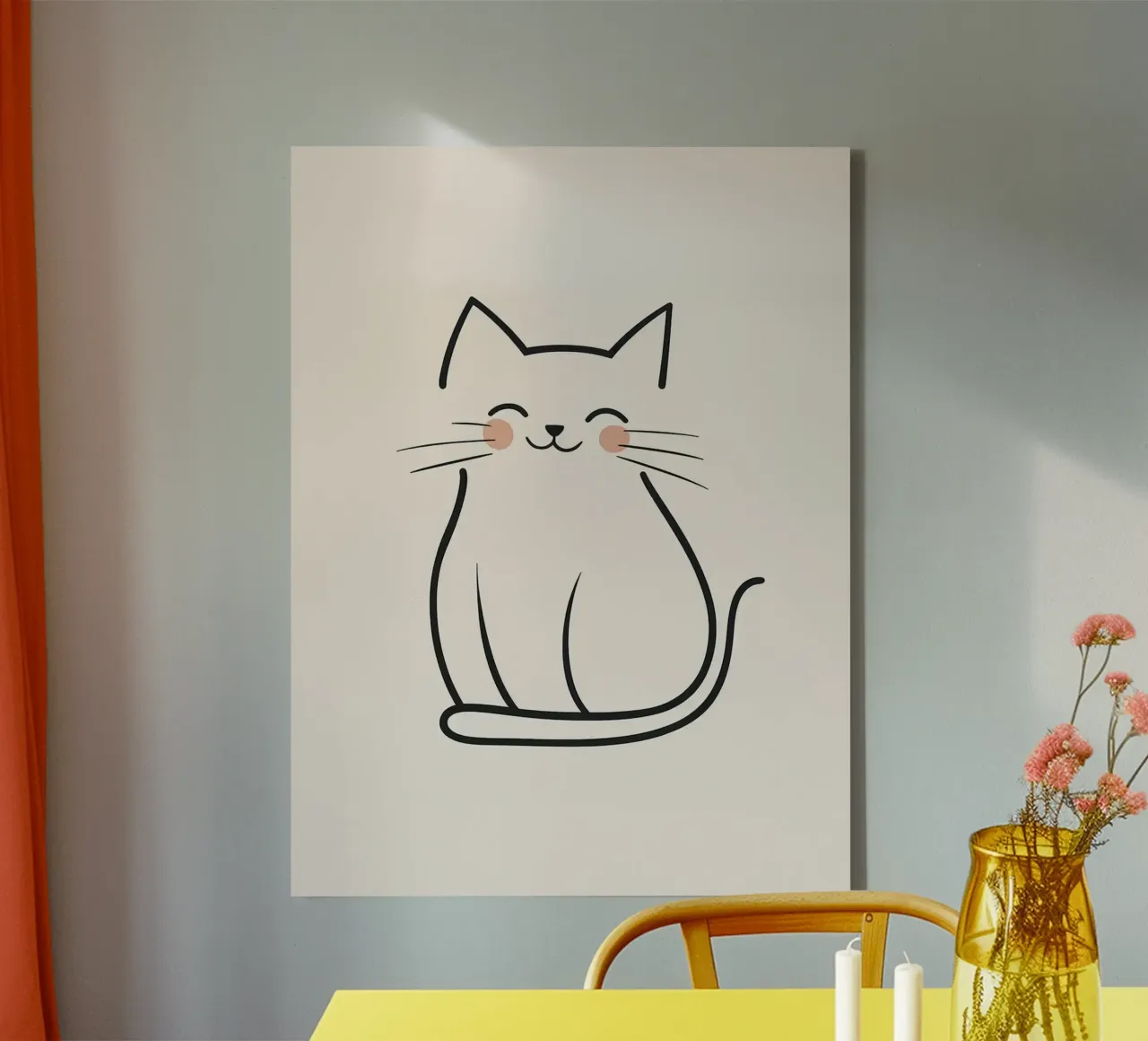Illustrazione di un gatto sorridente tela con Cornice a cassetta da Maria Maier
