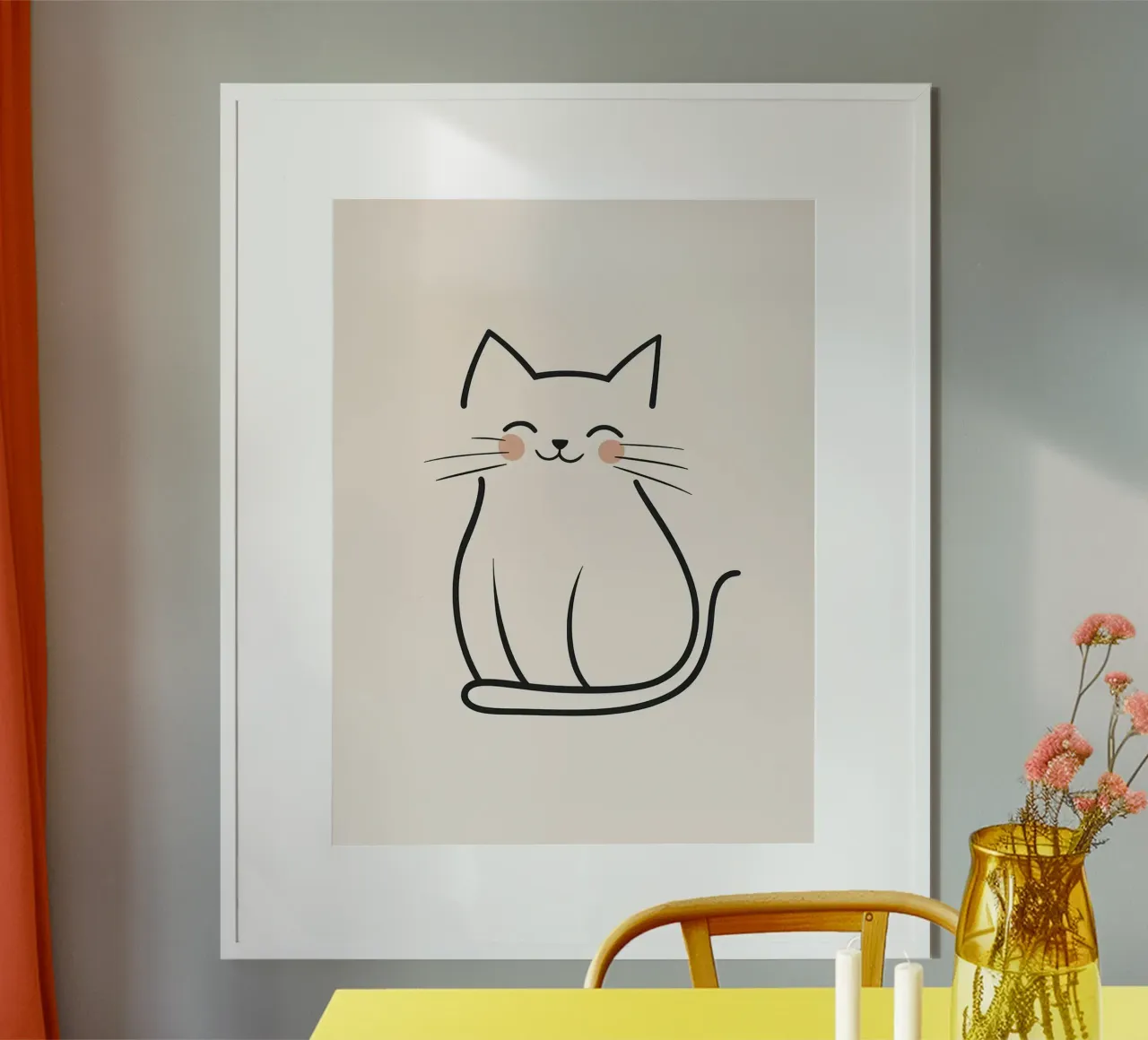 Illustrazione di un gatto sorridente poster con telaio in alluminio da Maria Maier