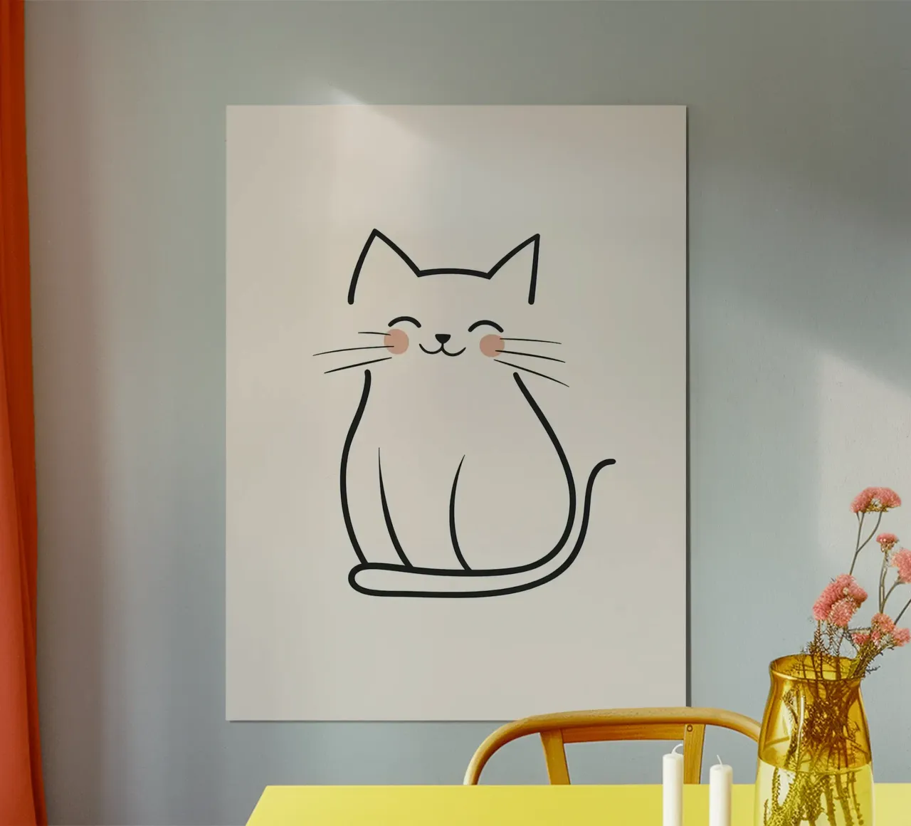 Illustrazione di un gatto sorridente poster con telaio in alluminio da Maria Maier