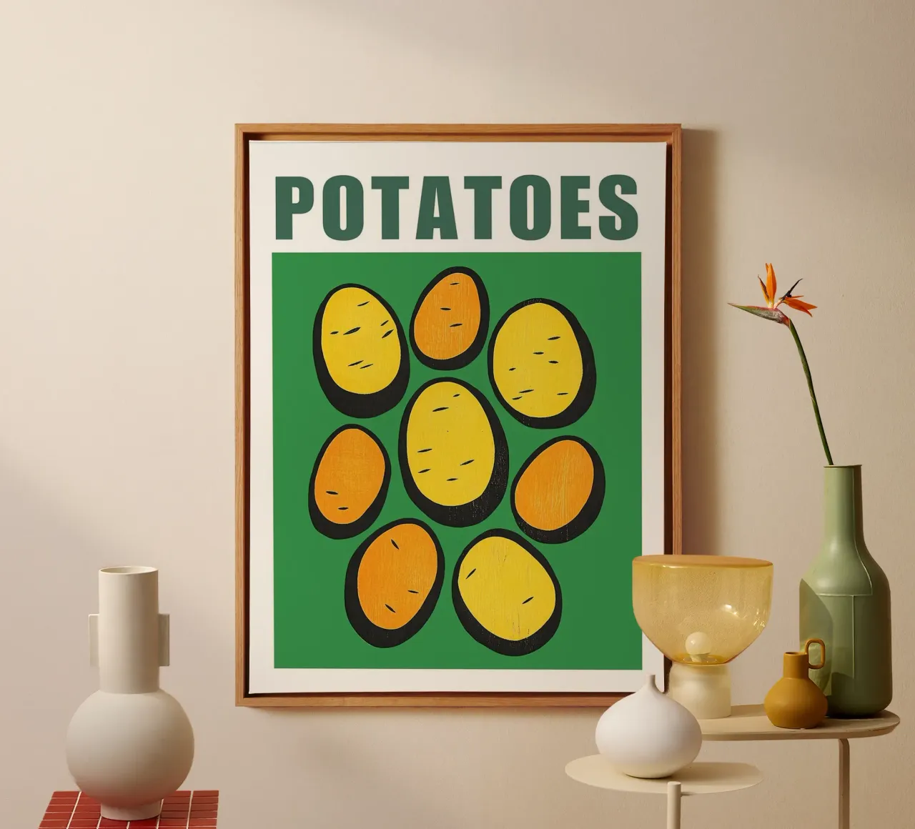 Aardappel Minimalistische Keuken Kunstdruk canvas met Baklijst van Maria Maier