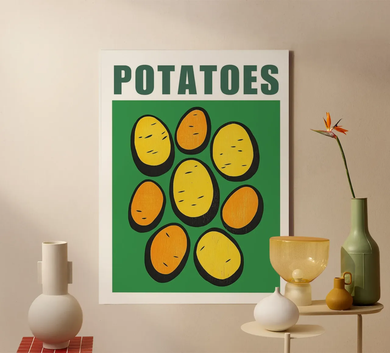 Aardappel Minimalistische Keuken Kunstdruk canvas met Baklijst van Maria Maier