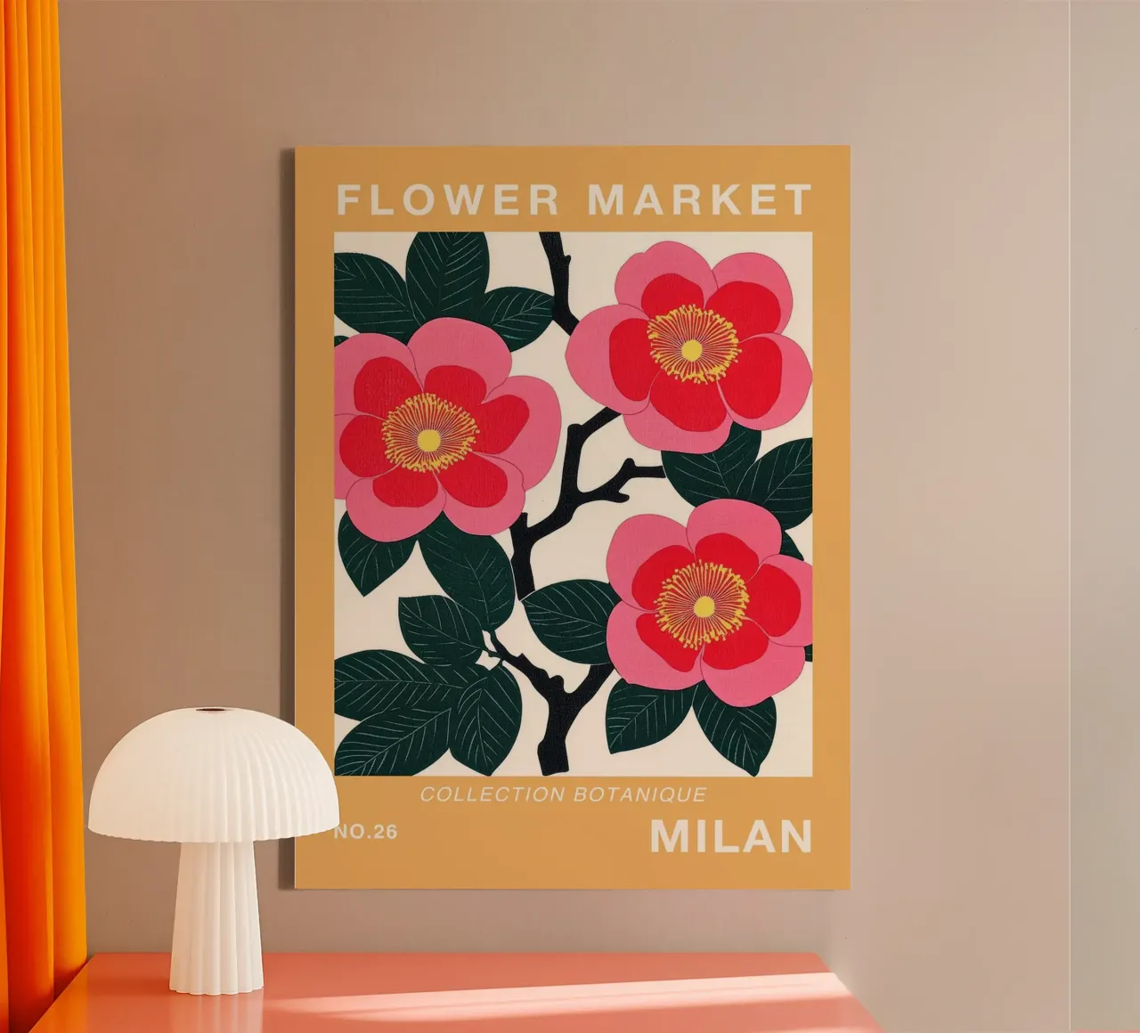 Stampa mercato dei fiori di Milano tela con Cornice a cassetta da Maria Maier