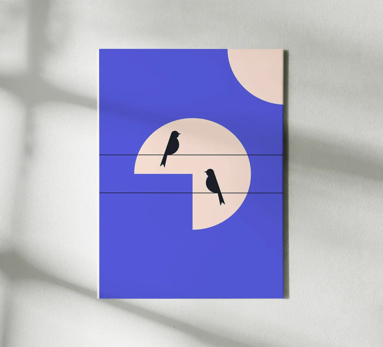 Birds sit on wires canvas with Floater frame by Maria Maier