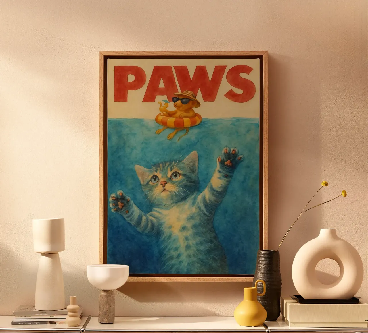 grappige poten kat en muis meme canvas met Baklijst van tanabaroo