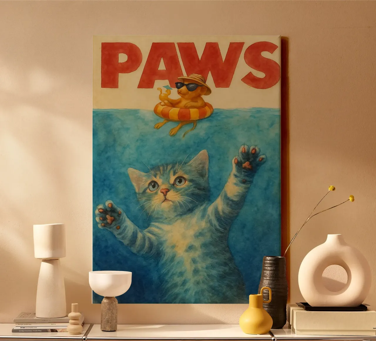 grappige poten kat en muis meme canvas met Baklijst van tanabaroo