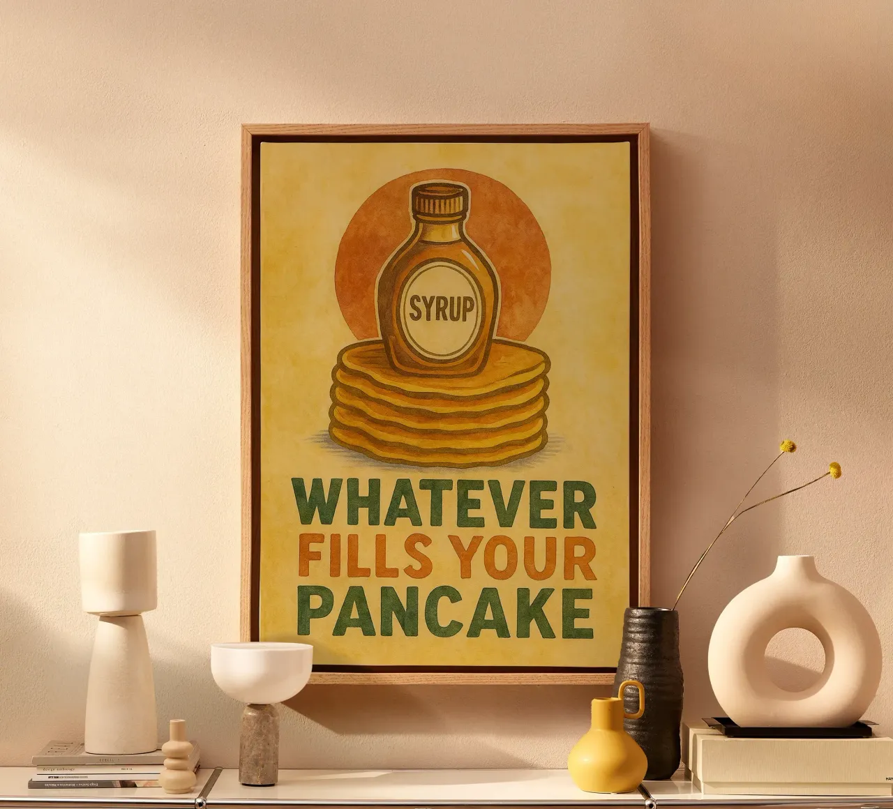 meme di pancake divertenti in cucina tela con Cornice a cassetta da tanabaroo