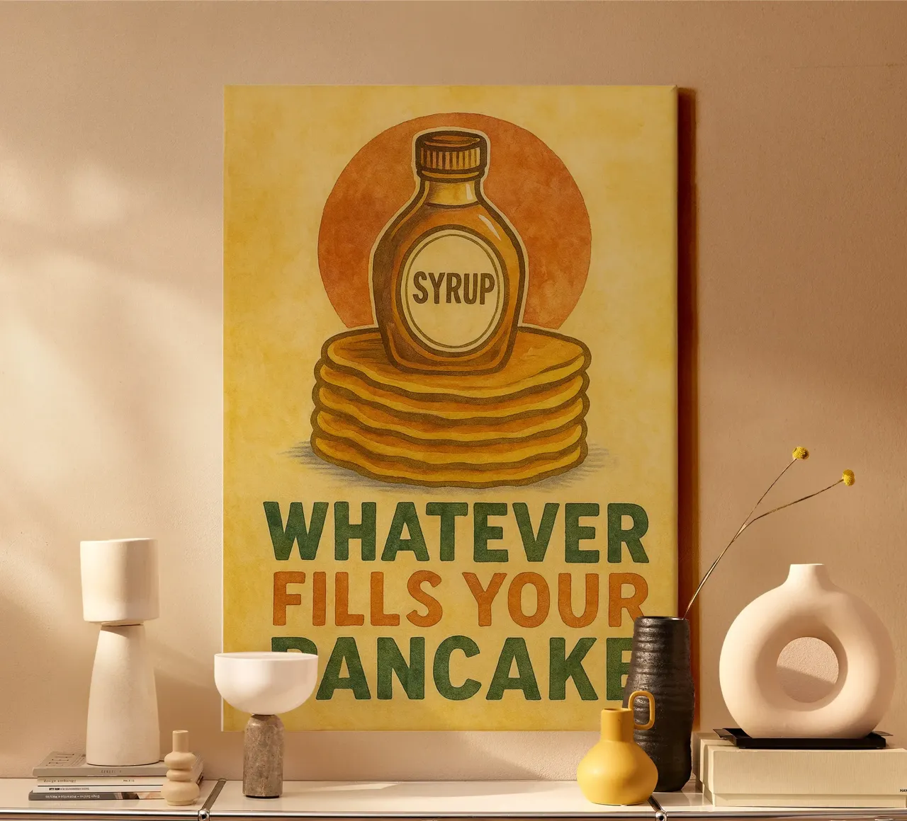meme di pancake divertenti in cucina tela con Cornice a cassetta da tanabaroo