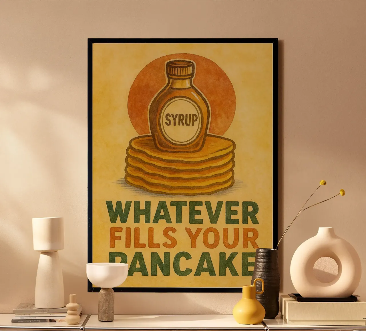 meme di pancake divertenti in cucina poster con telaio in plastica da tanabaroo