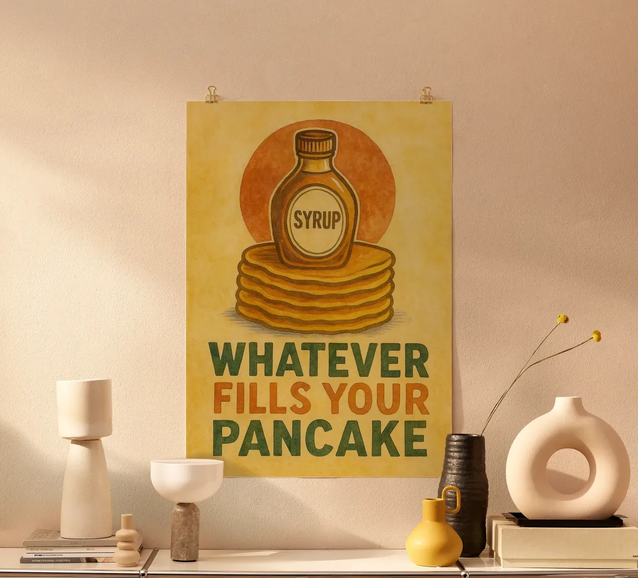 meme di pancake divertenti in cucina poster con telaio in plastica da tanabaroo
