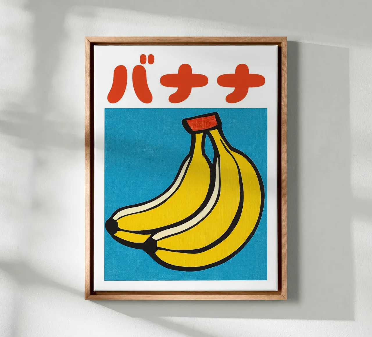 Banana Japanese Fruit Art Print canvas with Floater frame by Leon Franke