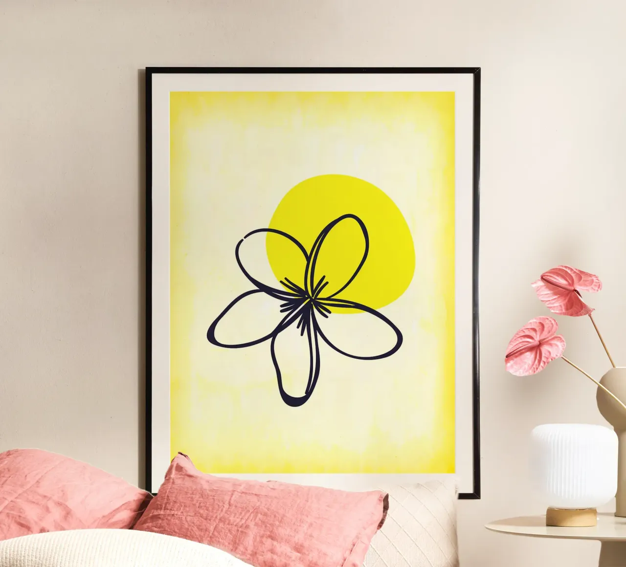 Tranquillità del fiore giallo poster con telaio in plastica da Leon Franke
